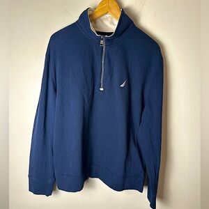 NAUTICA Men’s Blue Quarter Zip Pullover Sweater Jacket Coat Size Large